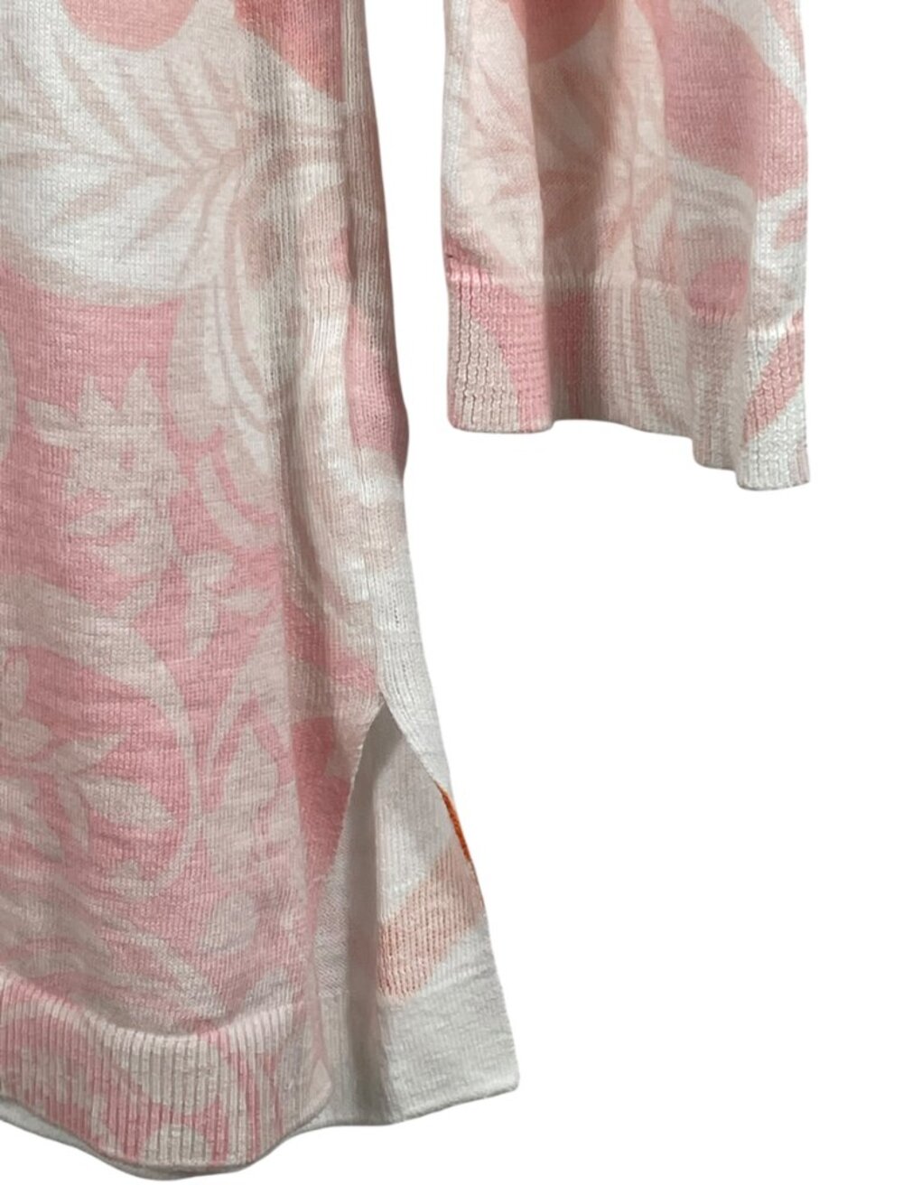 Talbots Pink Orange Paisley Floral 100% Cotton Lightweight Sweater Tunic Top L - Picture 7 of 11